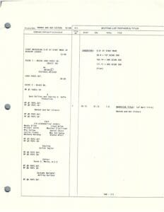 Document showing spotting list and titles.