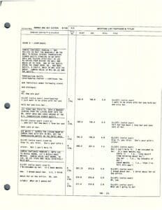 Script page with dialogue and scene notes.