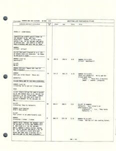 Script page with dialogue and scene details.