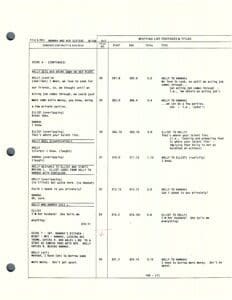 Script page with dialogue and scene notes.