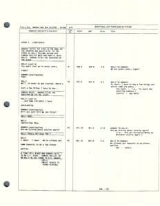 Script page with scene dialogue and notes.