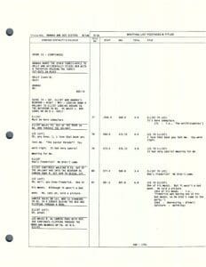 Typed script page with scene dialogue.