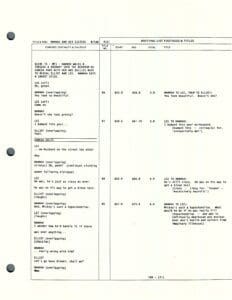 Script page with dialogue and notes.