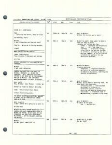 Movie script page with scene dialogue.