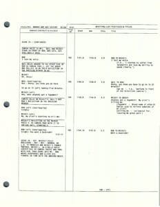 Script page with dialogue and notes.