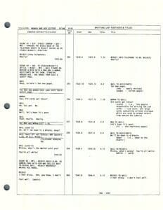 Script page with dialogue and footnotes.