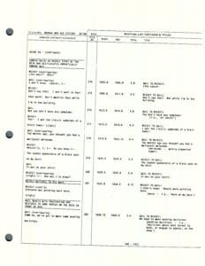 Script excerpt with dialogue and annotations.