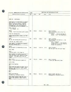 Script page with dialogue and notes.