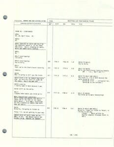 Script page with dialogue and scene notes.