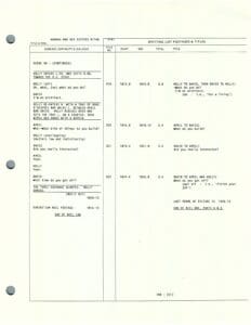 Script page with dialogue and scene notes.