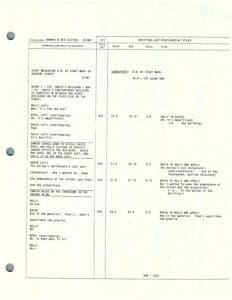 Script page with dialogue and scene notes.