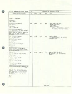 Script page with dialogue and notes.