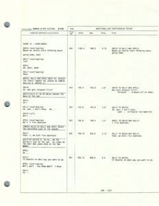 Script page with dialogue and scene notes.