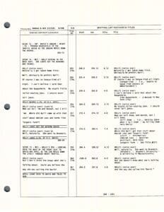 Script page with dialogue and scene notes.