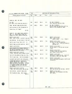 Typed script page with dialogue and notes.