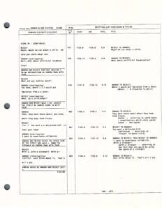 Script page with dialogue and annotations.