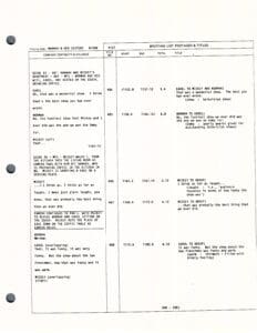 Script page with dialogue and scene notes.