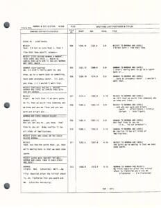 Typed script page with scene details.