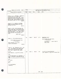 Document with text and production notes.
