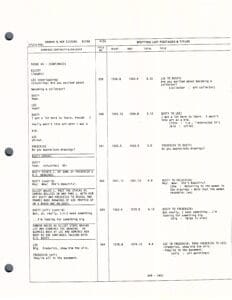 Script page with dialogue and scene descriptions.