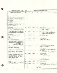 Script page with dialogue and annotations.