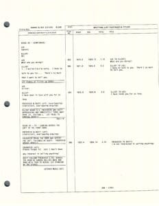 Script page with dialogue and scene notes.