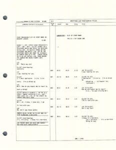 Script page with dialogue and annotations.