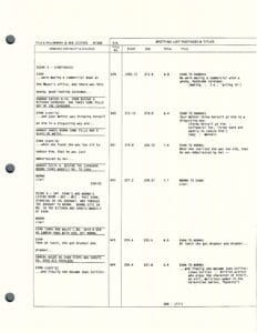 Script page with dialogue and annotations.