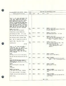 Script page with dialogue and annotations.
