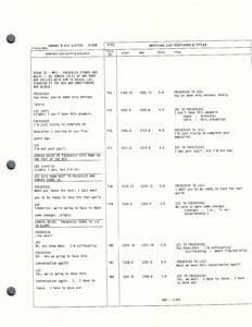 Script page with dialogue and notes.