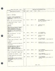 Script page with dialogue and notes.