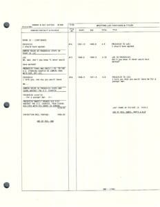 Script page with dialogue and annotations.