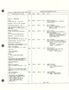 Script page with dialogue and notes.