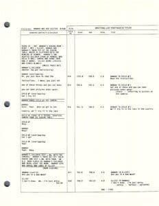 Script page with dialogue and scene notes.