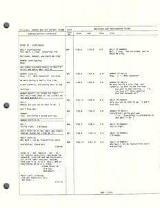 Script page with dialogue and annotations.