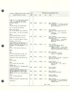 Script page with dialogue and notes.