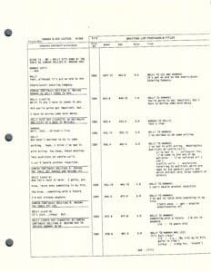 Script page with dialogue and scene notes.