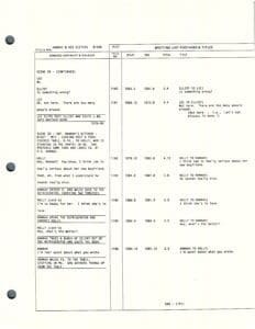 Script page with dialogue and notes.