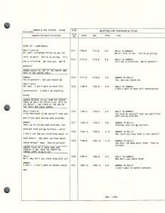 Script page with dialogue and scene notes.