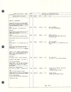 Script page with dialogue and annotations.