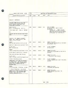 Script page with dialogue and scene notes.