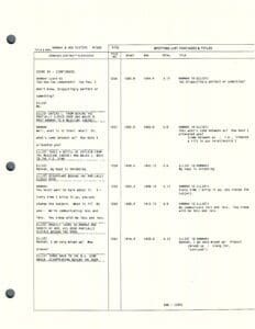 Script page with dialogue and notes.
