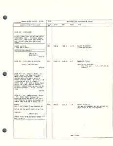 Document with text and numbers, three-hole punched.