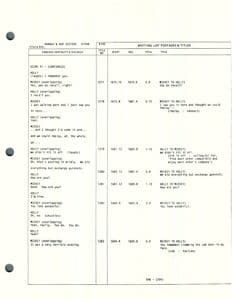 Script page with dialogue and scene notes.