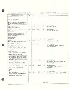 Script page with dialogue and notes.