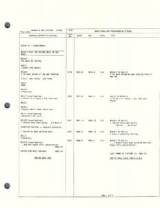 Script page with dialogue and notes.