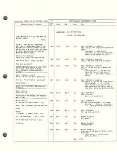 Script page with dialogue and scene directions.