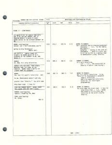 Document with text and tables, three-hole punched.