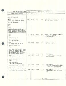 Script page with dialogue and notes.