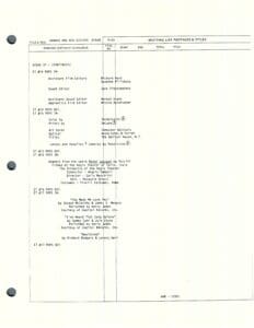 Typed movie script page with scene details.